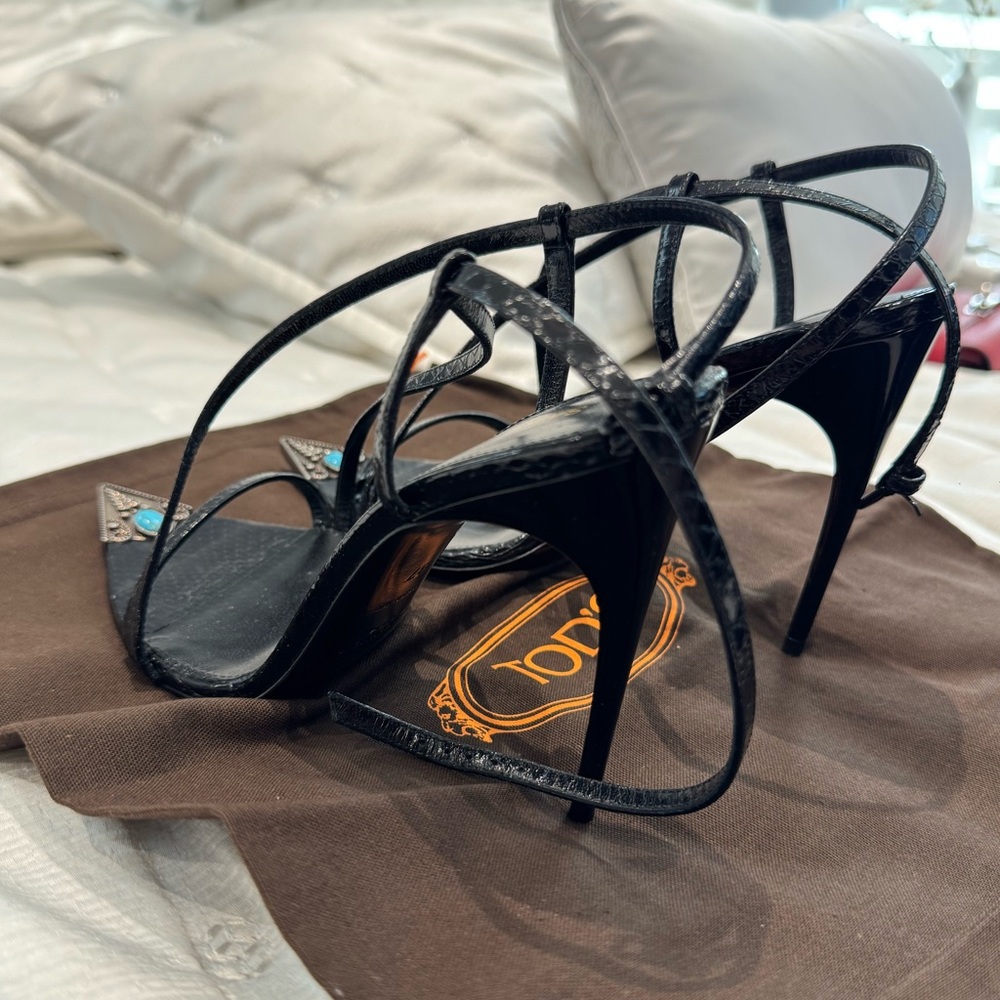 Yves Saint Laurent Blue and silver crystal heels in black - Picture 2 of 4